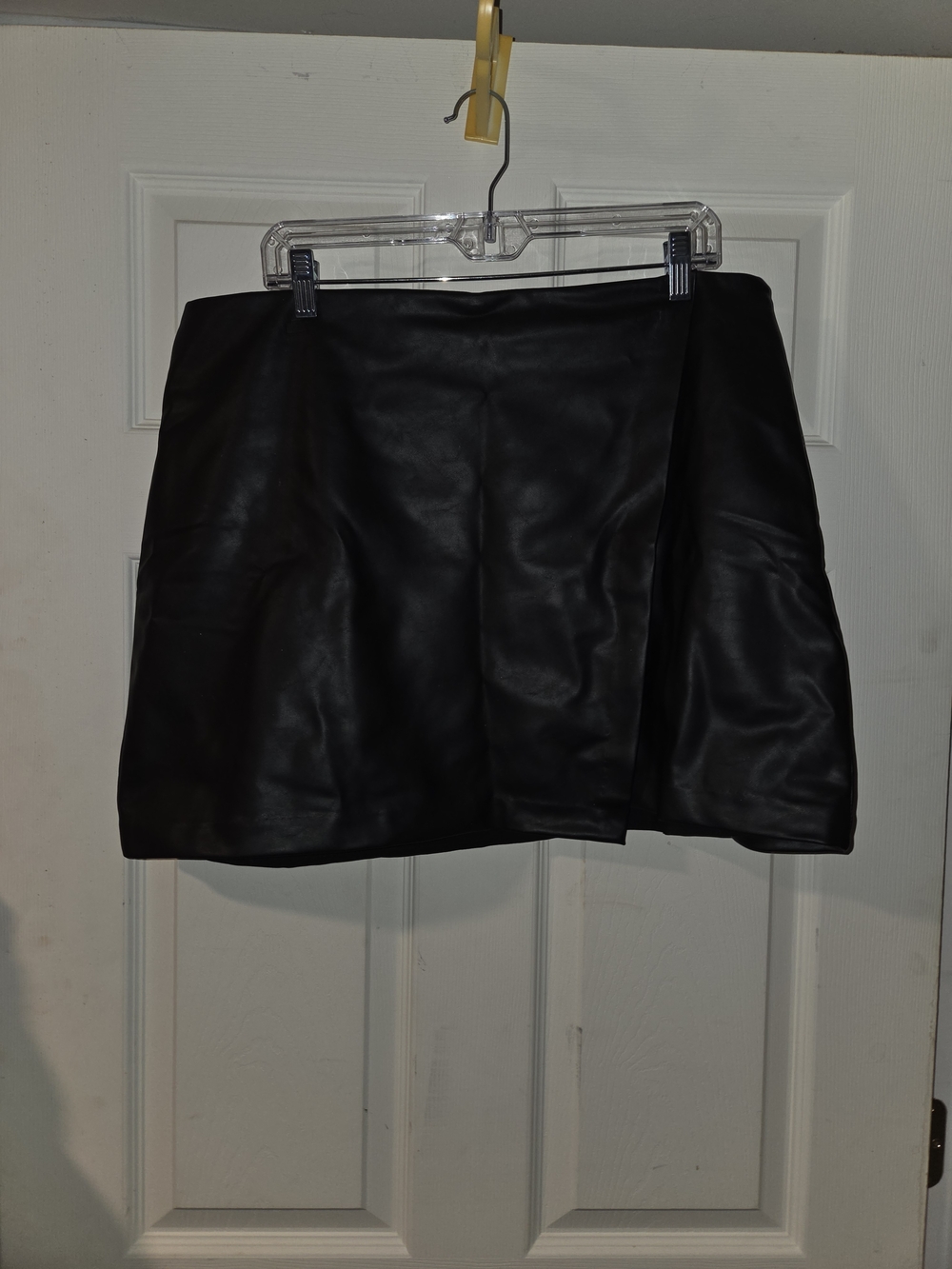 Old Navy Black Faux Leather Mini Skirt - Women's Stylish Wrap Front